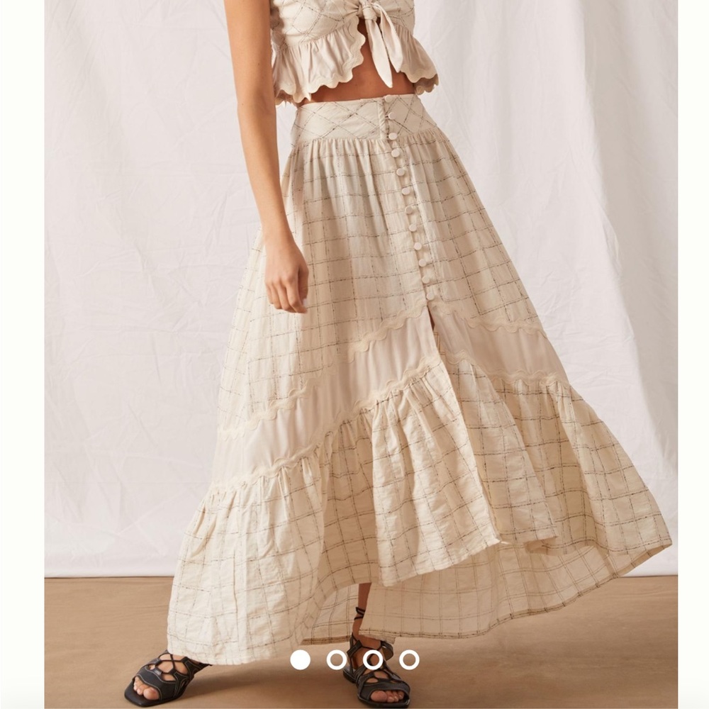 Anthropologie RAISSA A-Line Button Front High-Low Midi Skirt Size M/L NWT